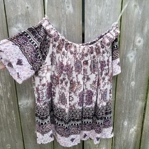 Beautiful BOHO Off-The-Shoulder Floral Blouse